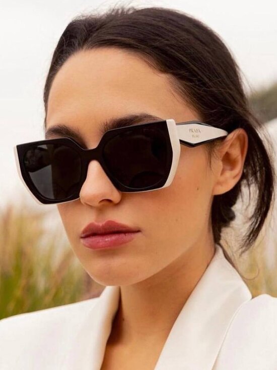 Prada Women Sunglasses Black White Grey Cat Eye PR15WS 09Q5S0 NEW AUTHENTIC main image 7